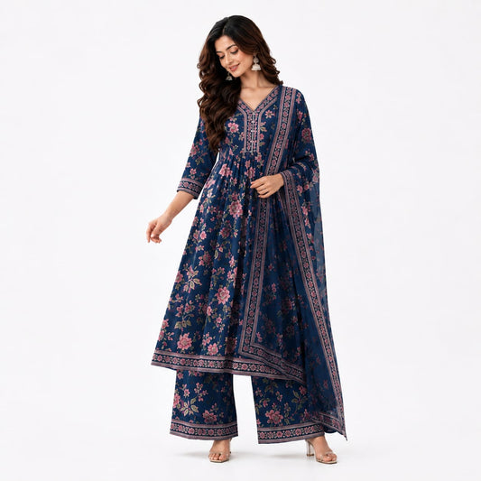 Women’s Floral Printed Kurta Pant & Dupatta Set