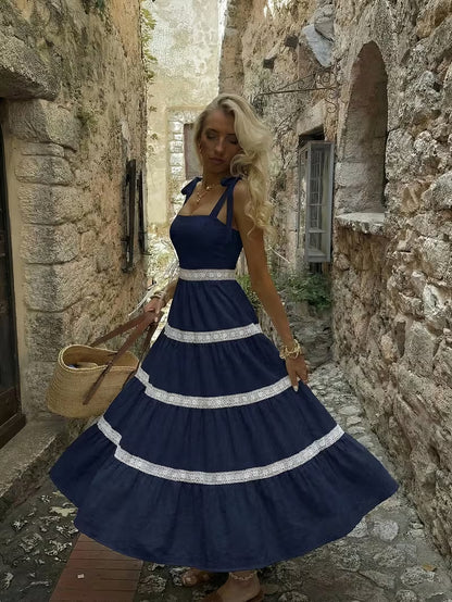 Women's Premium Floral Tie Strap Midi Dress