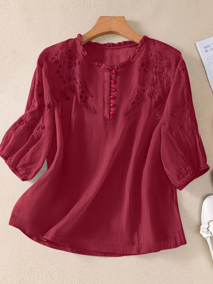 Women's Soft Cotton Embroidered Top
