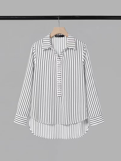 Women's Striped 2-Piece Co-Ord Set | Long Sleeve Shirt & Straight Pants