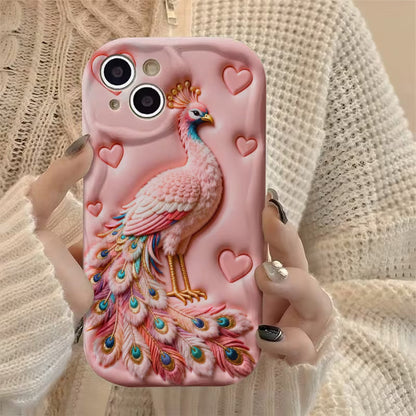Luxury Golden Peacock Feather Glass Case for iPhone 📱✨