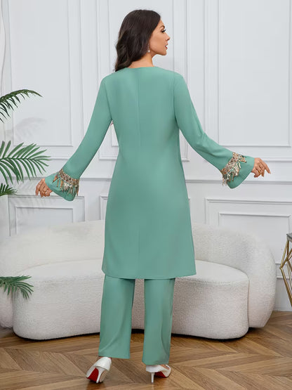 Royal Embroidered Sequin Ladies' Suit