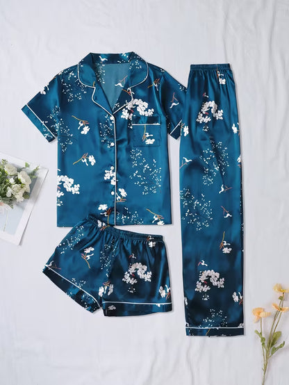 Women's Luxe Satin 3-Piece Sleepwear Set