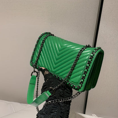 Minimalist Herringbone Flap Chain Bag