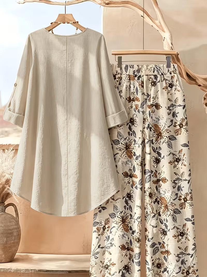 Women’s Relaxed Tunic & Printed Pants Set