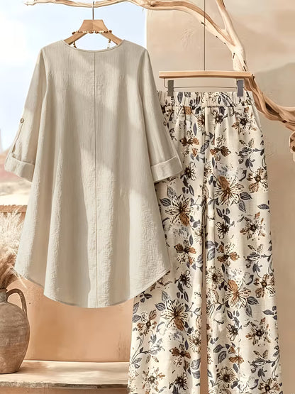Women’s Relaxed Tunic & Printed Pants Set
