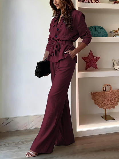 Chic Drawstring Wide-Leg Co-Ord Set