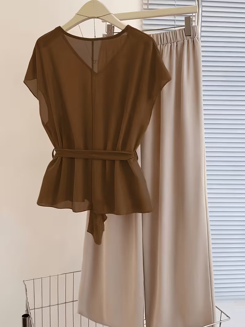 Luxe Scarlet V-Neck Co-Ord