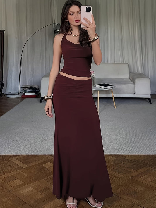 🤍 Elegant Strapless Pleated Co-Ord Set