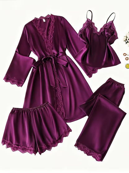 Women's Luxe Satin 3-Piece Sleepwear Set
