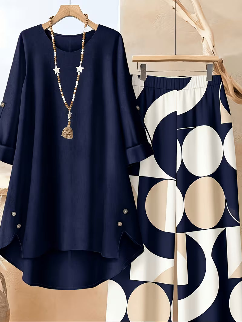 Women’s Relaxed Tunic & Printed Pants Set