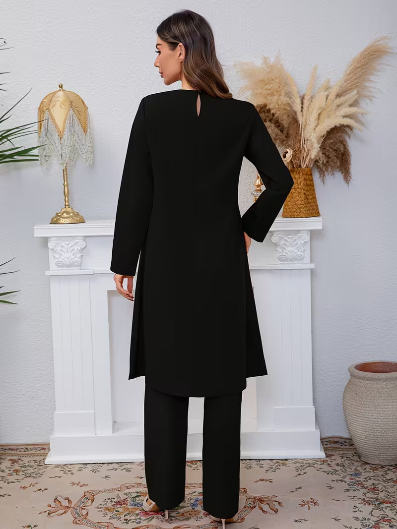 Luxury Pearl Sequin Abaya 2-Piece Set