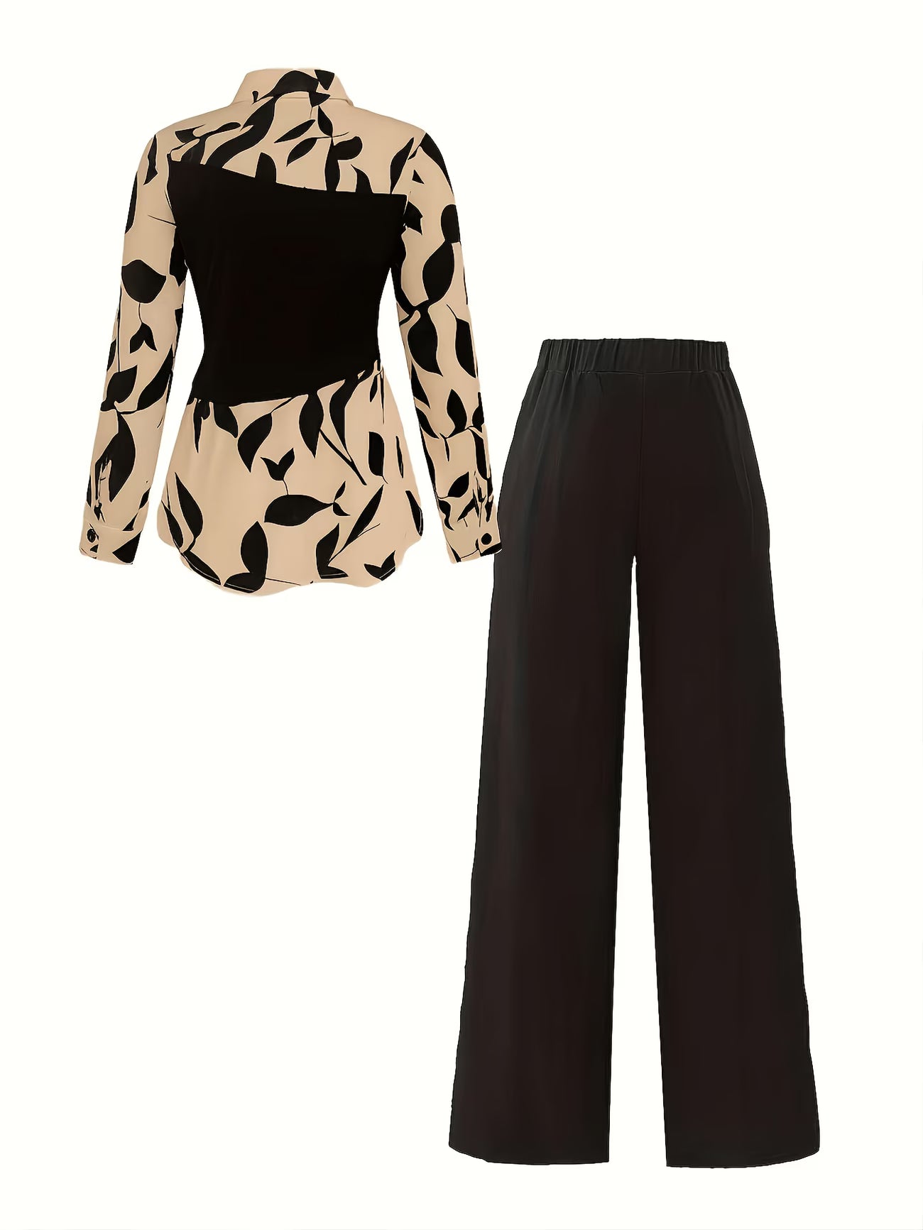 Women's Elegant Long Sleeve Top & Pants Set