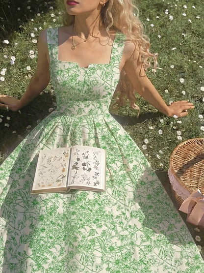 Women's Premium Floral Tie Strap Midi Dress