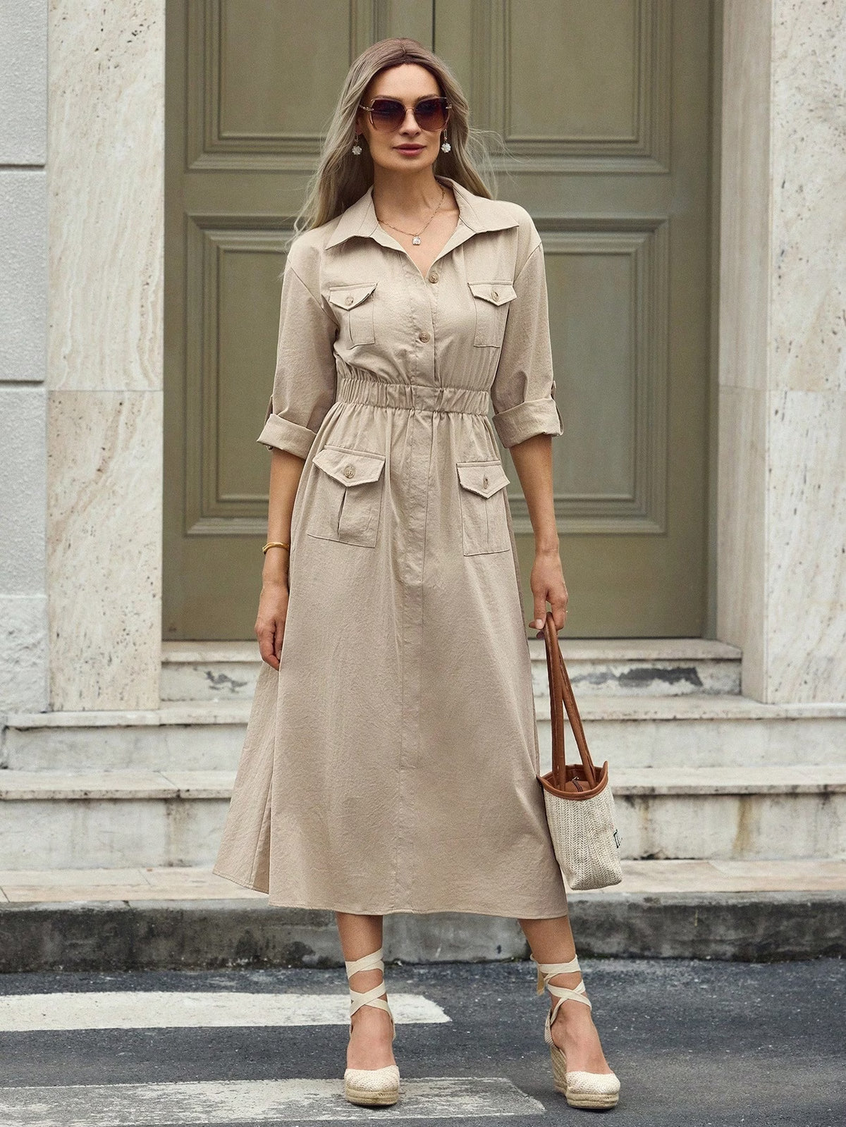 Women’s Elegant Utility Shirt Dress