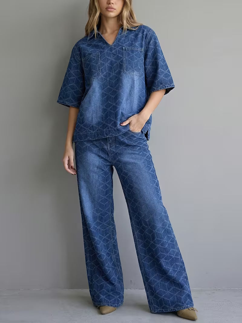 Women's Premium Embroidered Denim Co-Ord Set