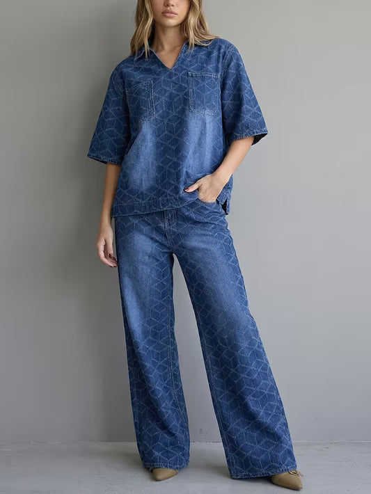 Women's Premium Embroidered Denim Co-Ord Set