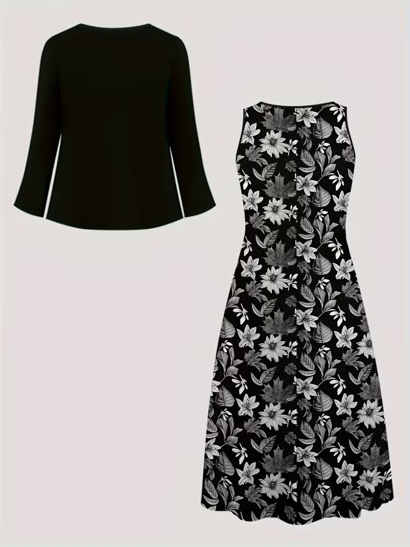 Women’s Floral Layered Dress Set