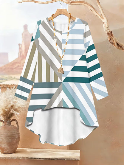 Women’s Color-Block Striped Top & Pants Set