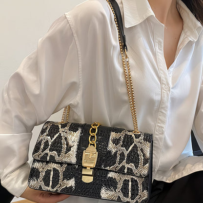 Snake Print Coil Shoulder Bag – Vintage-Inspired, Compact & Perfect for Dating or Daily Styling