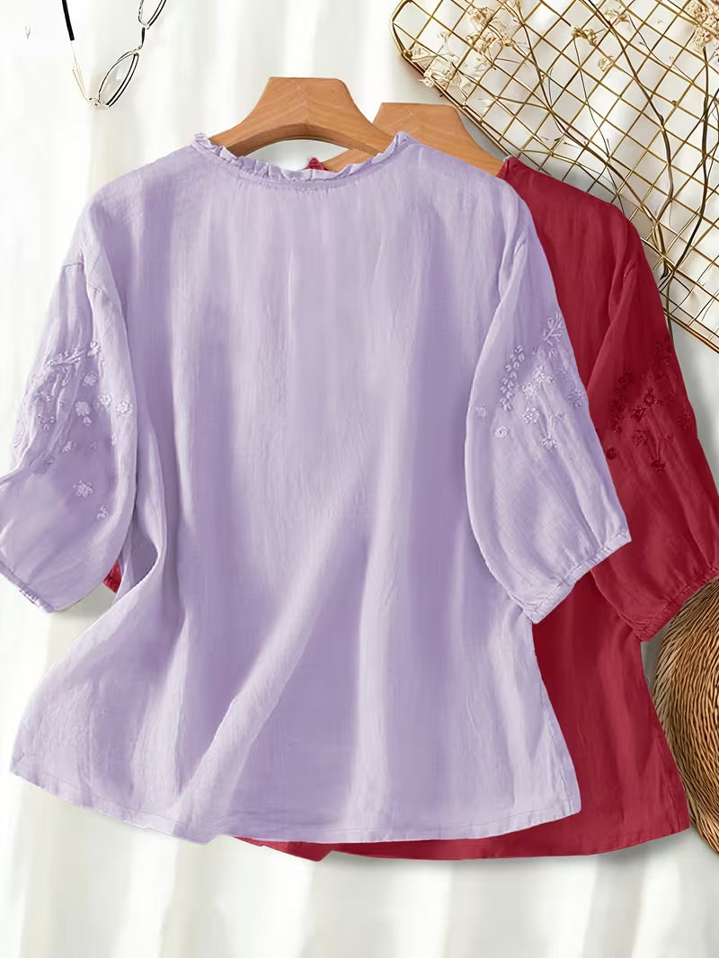Women's Soft Cotton Embroidered Top