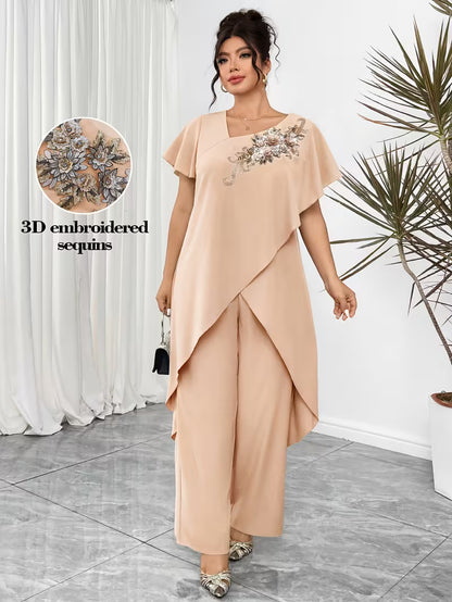 Luxury Rhinestone Lace Plus-Size Set