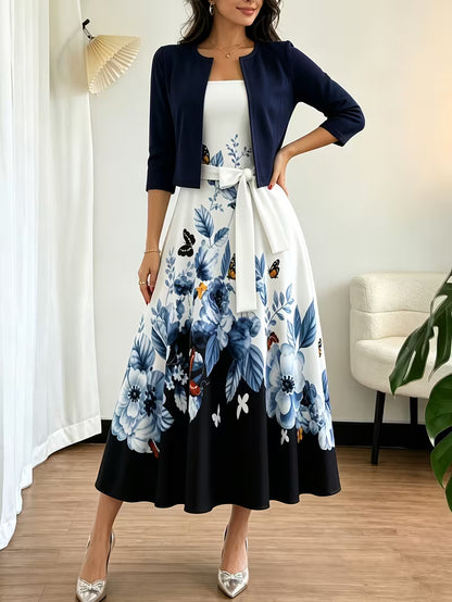 Vintage Blossom Cardigan Dress Set