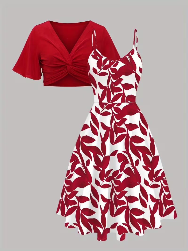 Midnight Bloom 2-Piece Midi Dress Set