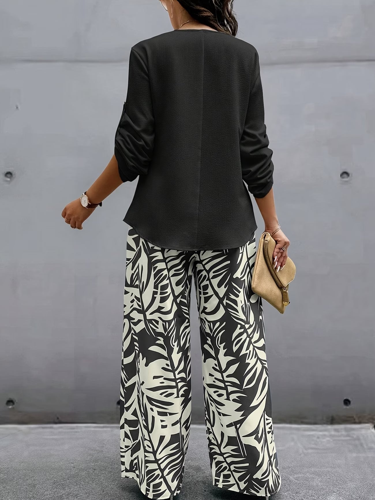 Elegant Long Sleeve Top + Pants Set Spring-Summer
