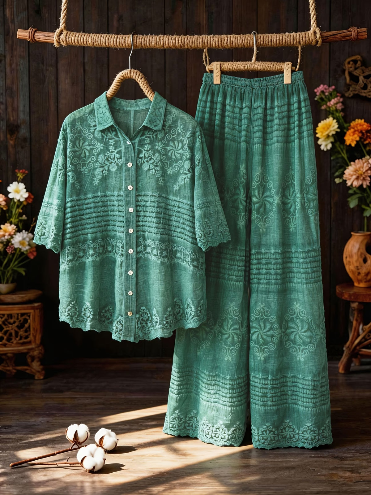 Women’s Floral Printed Shirt Pant Set