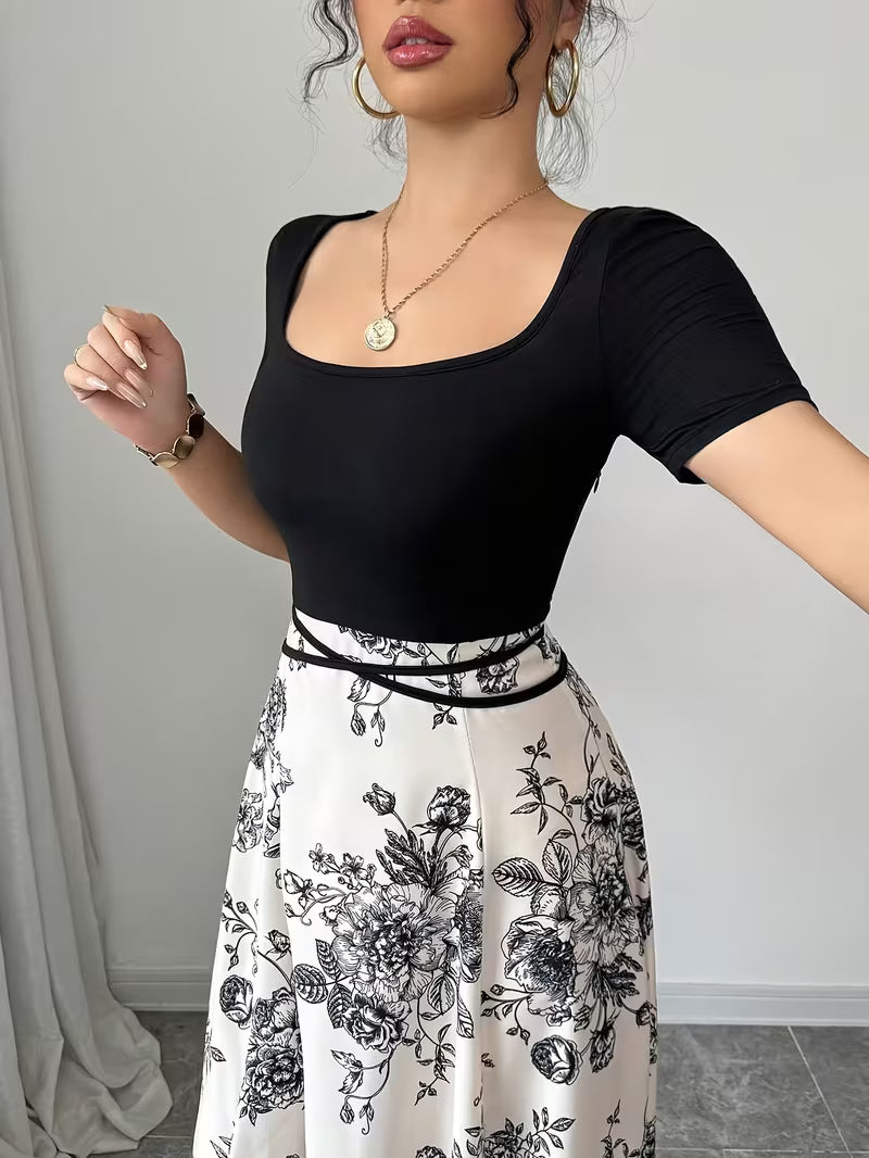 Women's Premium Printed Crop Top & Maxi Skirt Set