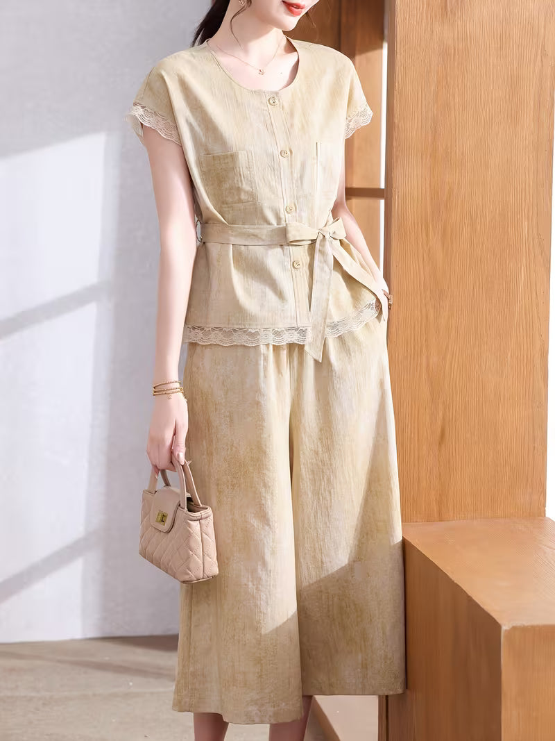 Women's Soft Linen Style Pant Set