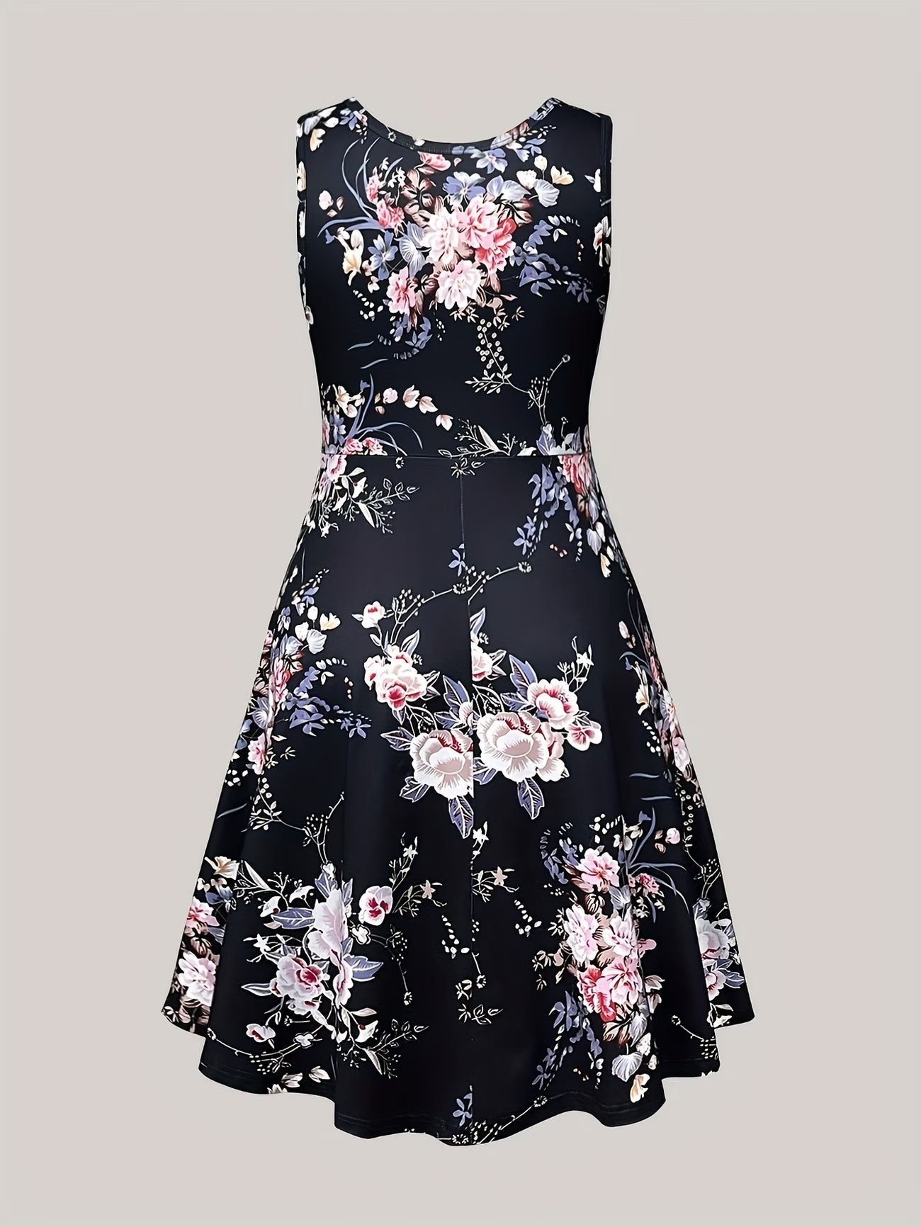 Plus Size Women Elegant Lace Coat & Printed Vest Dress 2-Piece Outfit Set