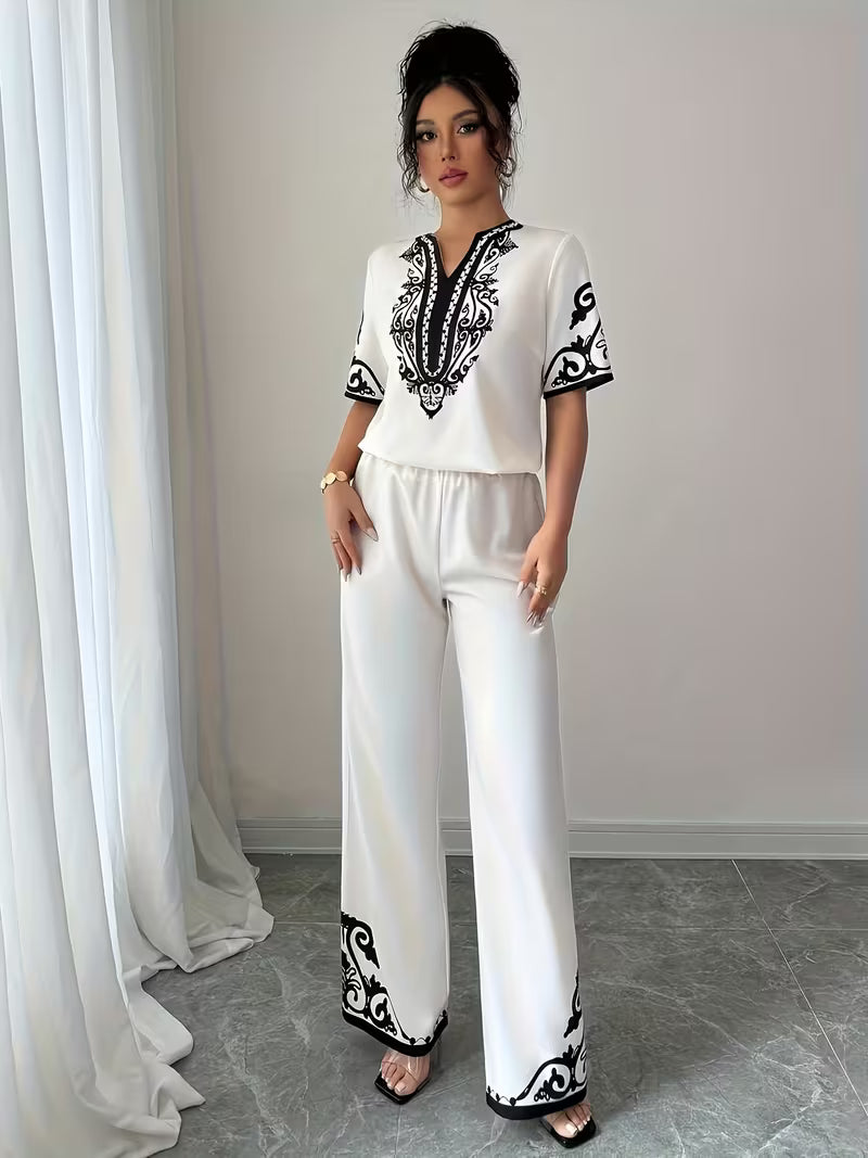 Women's Printed Relaxed Fit Outfit Set