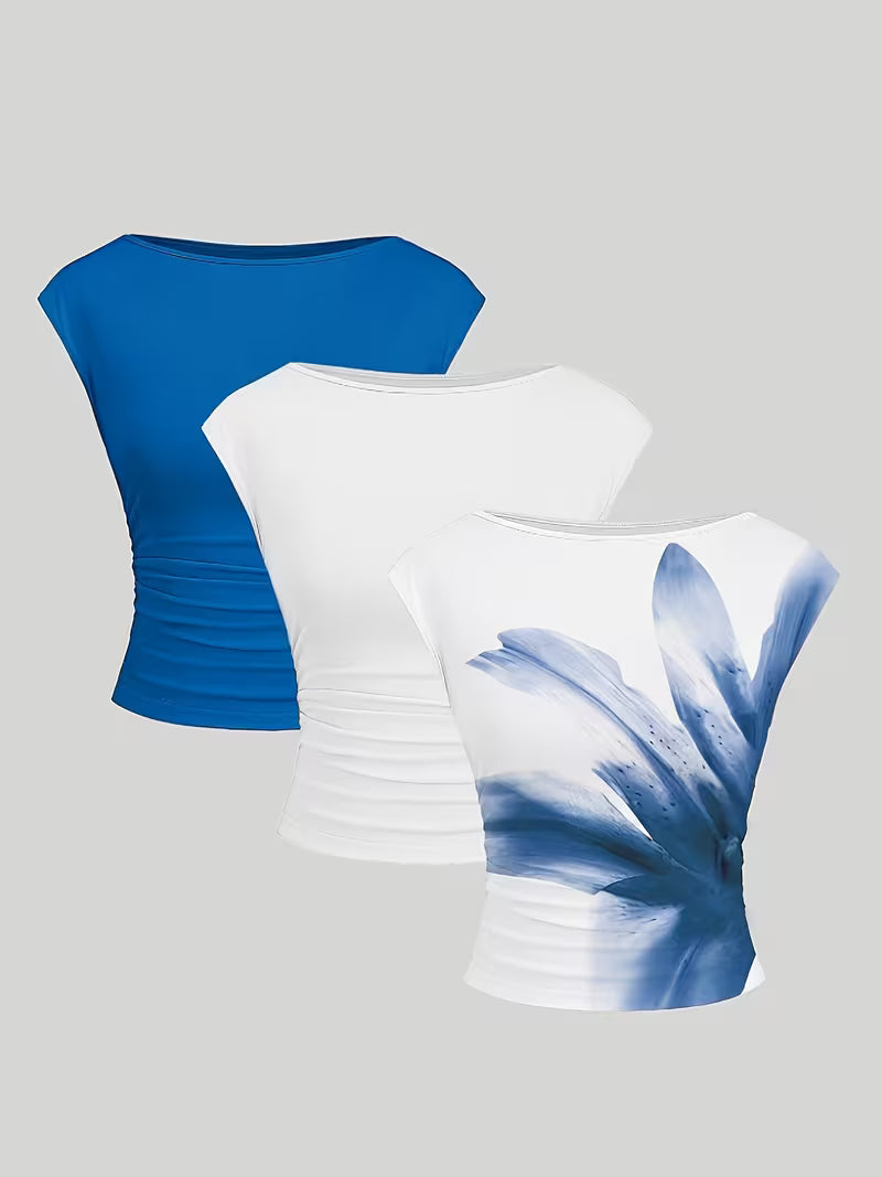 3-Pack of Seamless Stretchable Crop Tops – Soft & Foldable