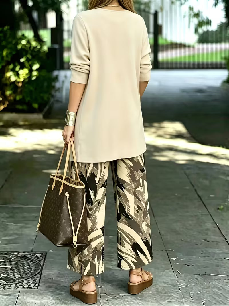Women's 3-Piece Printed Co-Ord Set | Cardigan, Tank Top & Wide-Leg Pants