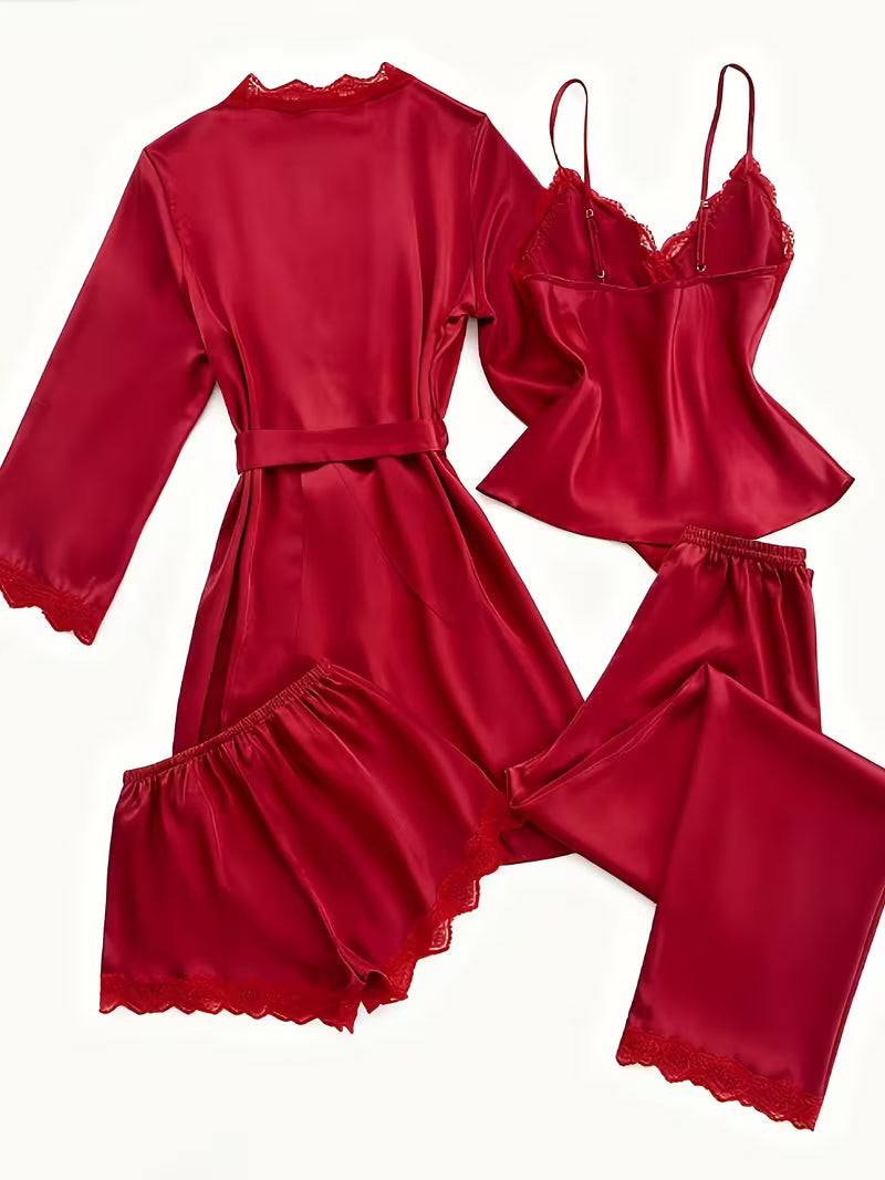 Women's Luxe Satin 3-Piece Sleepwear Set