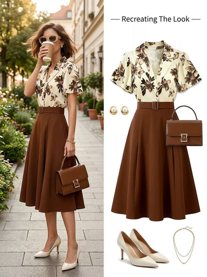 Elegant Floral Patchwork A-Line Dress