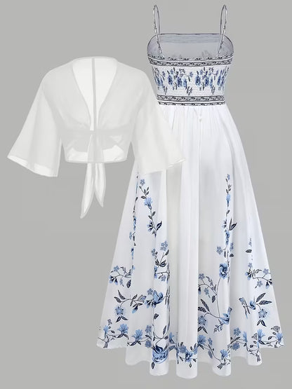 Midnight Bloom 2-Piece Midi Dress Set