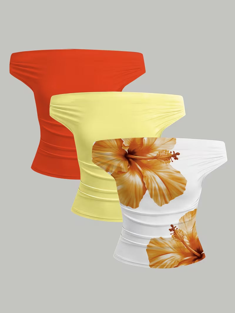 3-Pack of Seamless Stretchable Crop Tops – Soft & Foldable