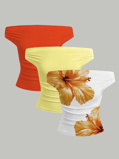 3-Pack of Seamless Stretchable Crop Tops – Soft & Foldable