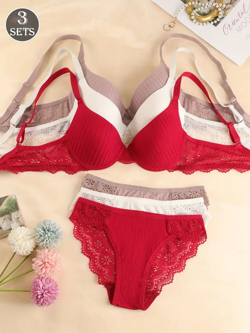 3 Sets Of Bra & Panties