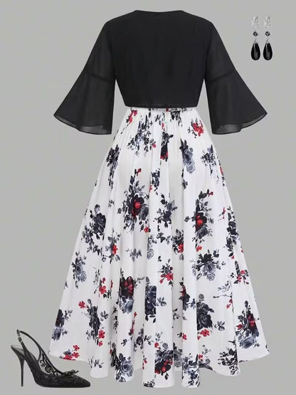 Women's New Summer Fashion Printed 2pcs Dress Set