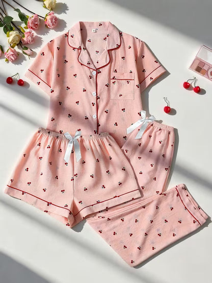Women's Luxe Satin 3-Piece Sleepwear Set