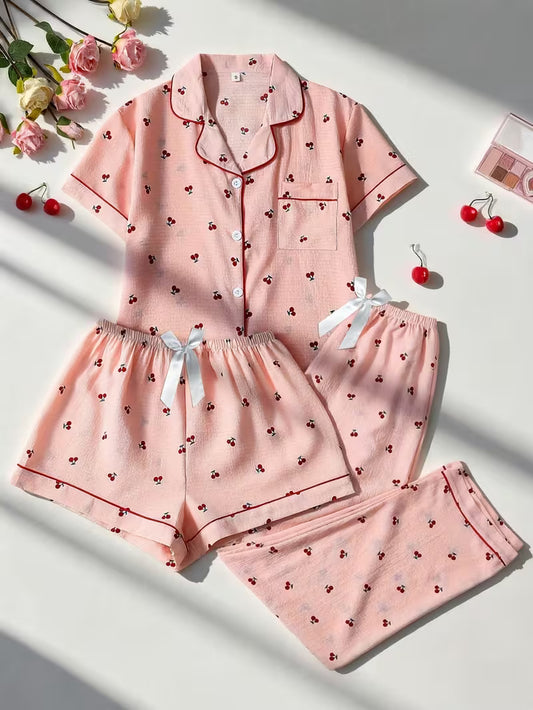Women's Luxe Satin 3-Piece Sleepwear Set