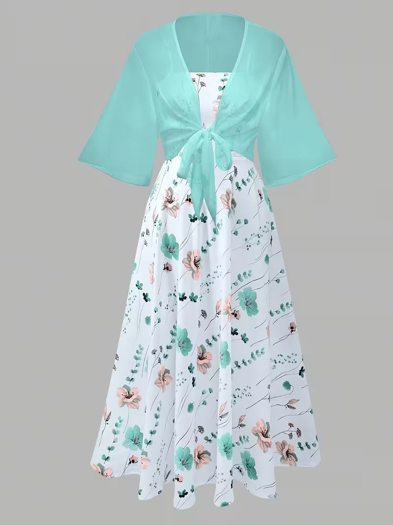Women's New Summer Fashion Printed 2pcs Dress Set