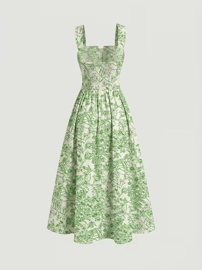 Women's Premium Floral Tie Strap Midi Dress