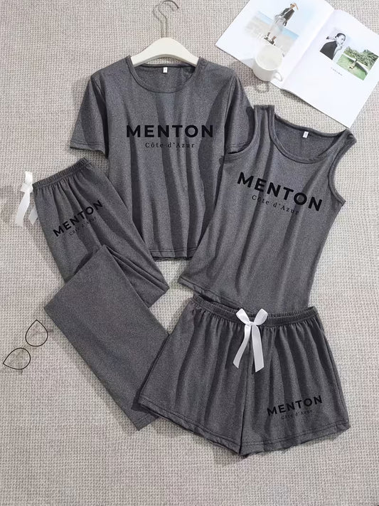 Pack of 4 Women's Soft Cotton Printed Nightwear Set