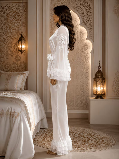 Women's Lace Trim 2-Piece Robe Set | Elegant Luxury Sleepwear
