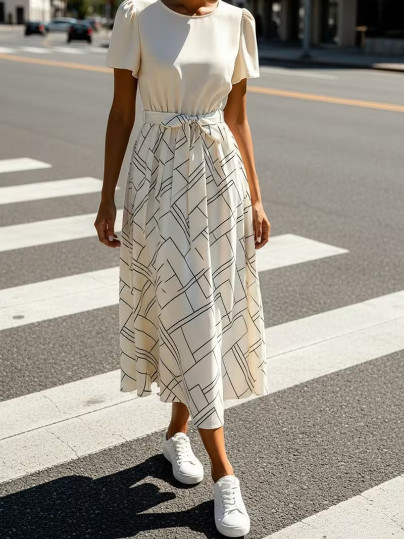 Elegant Ruffle V-Neck A-Line Dress